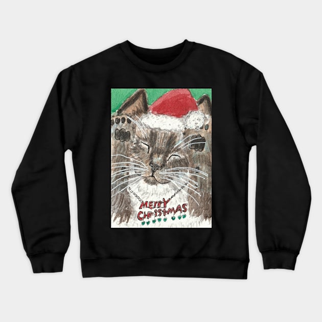 Siamese kitten cat Merry Christmas Crewneck Sweatshirt by SamsArtworks